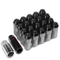 20 M12x1.5 53mm Tall 23mm Od Gun Metal Aluminum Jdm Lug Nuts With