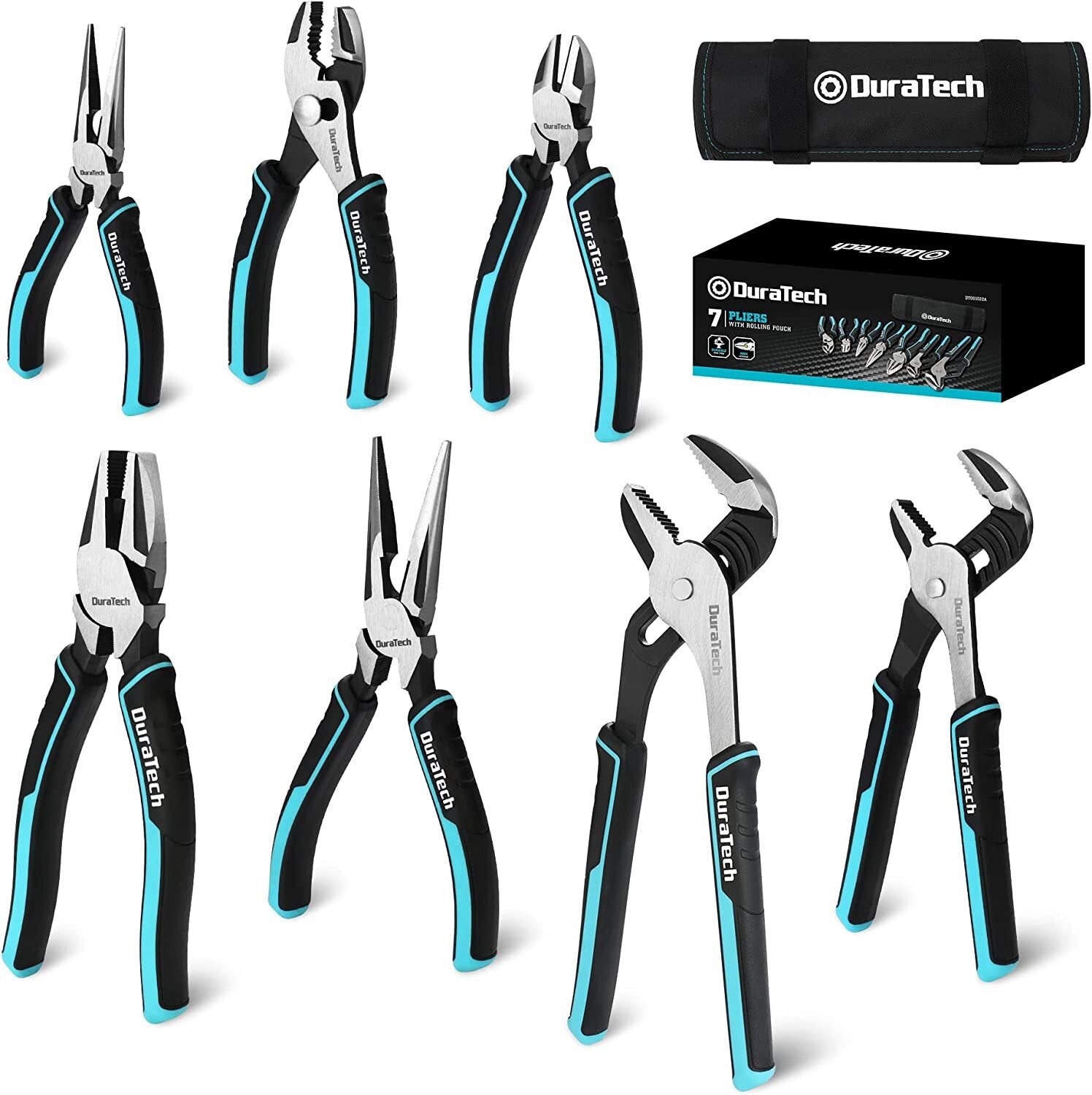 DURATECH 7-Piece Pliers Set with Rolling Pouch High-Strength