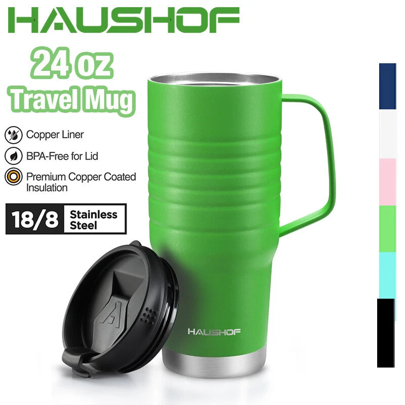 Haushof 24oz Green Travel Mug Stainless Double Wall Vacuum Insulated