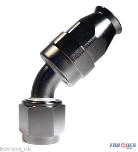 AN-12 (12AN JIC-12) 45 Degree PTFE Stealth Black Hose Fitting