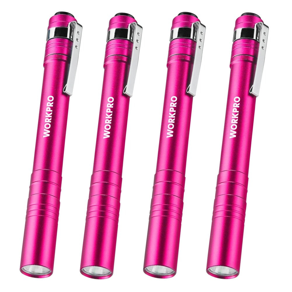 WORKPRO 4PC Aluminum LED Pen Light Pen Flashlight Pocket Fla