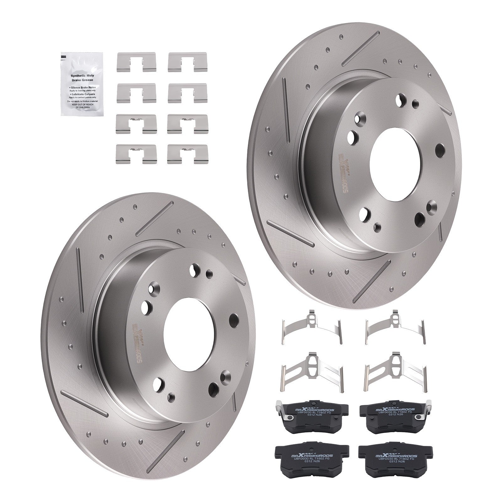 Rear Drilled Slotted Brake Rotors Ceramic Pads for Honda Accord