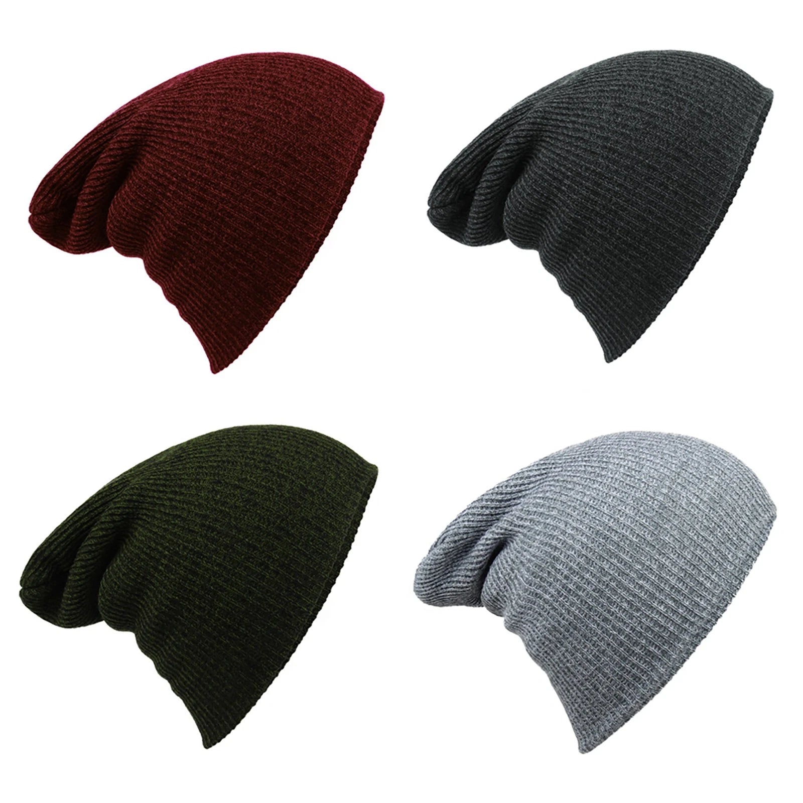 Multi-color Mens Women Unisex Slouch Baggy Winter Warm Ski Rib Knit