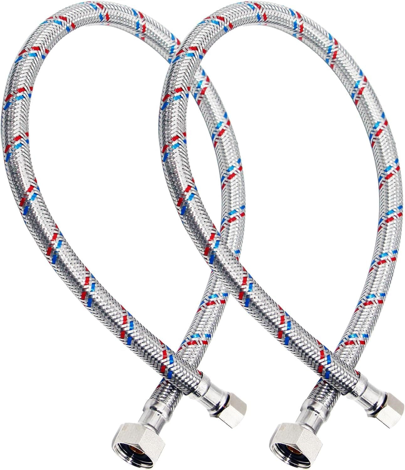 36-Inch Faucet Hose Connector 3/8" Comp X 1/2" Fip Braided Stainless