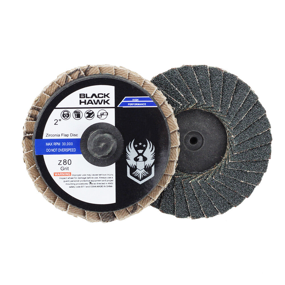 50 Pack - 2" Mini Flap Discs 80 Grit Quick Change Sanding Roloc Style