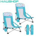 Haushof High Back Beach Chair Mesh Back Folding Chair Low Seat Camp
