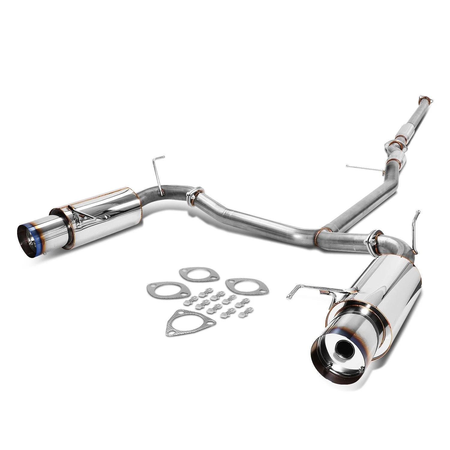 4.5"dual Burnt Tip Stainless Steel Racing Catback Exhaust 98-02