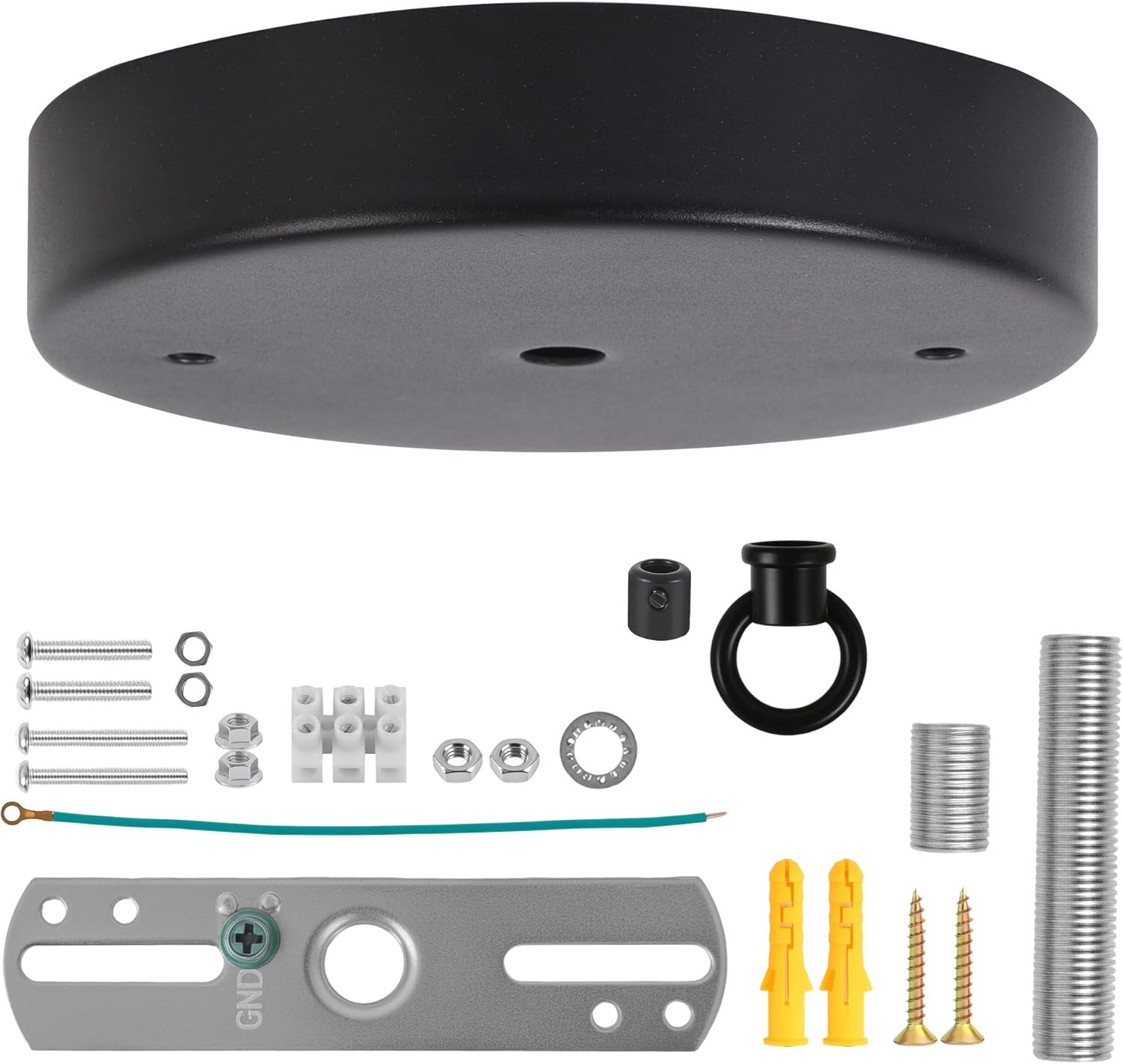 Ceiling Light Canopy Kit 5-1/8" Black – Metal Cover Plate with