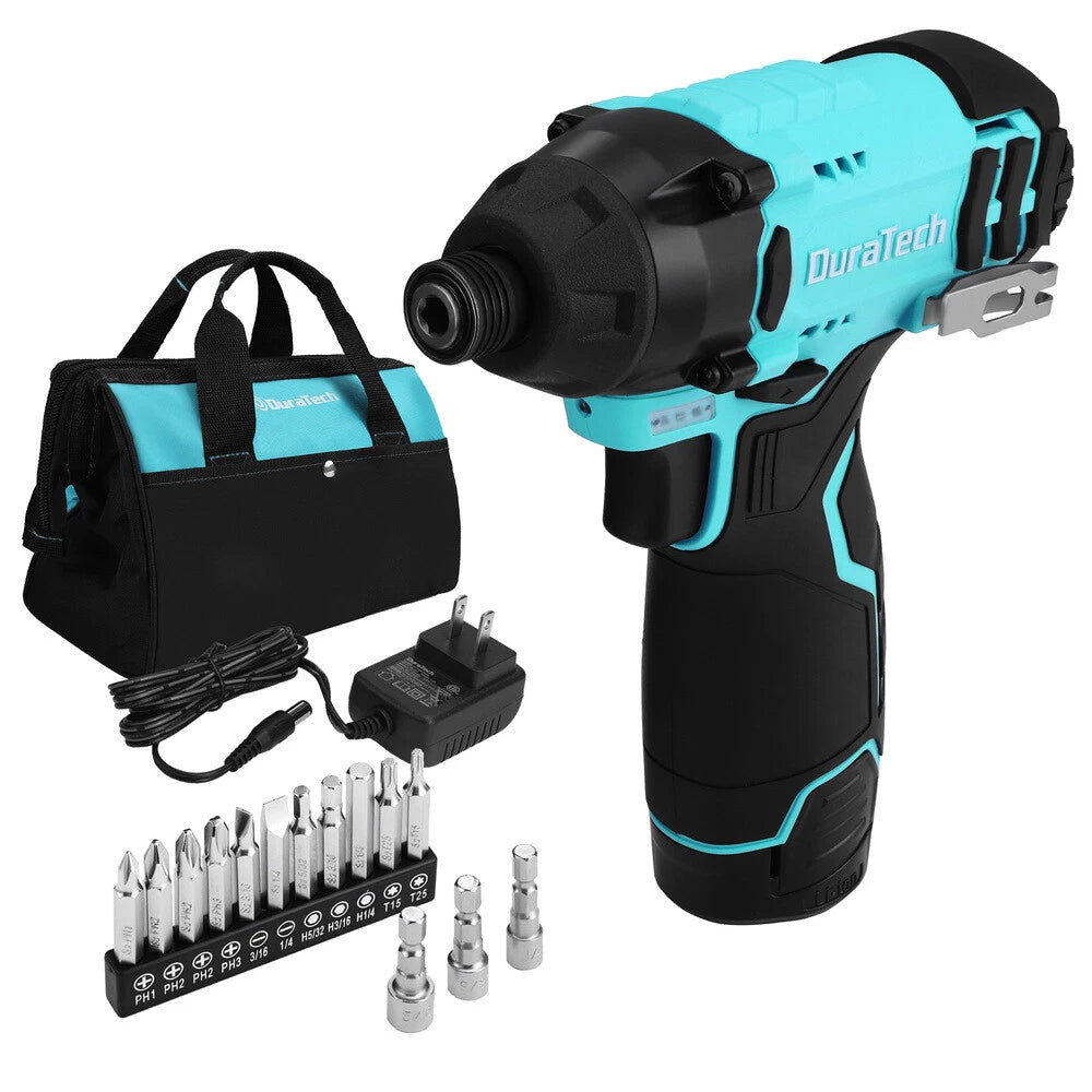 Duratech 12V 1/4" Cordless Electric Impact Driver 885 In-lbs