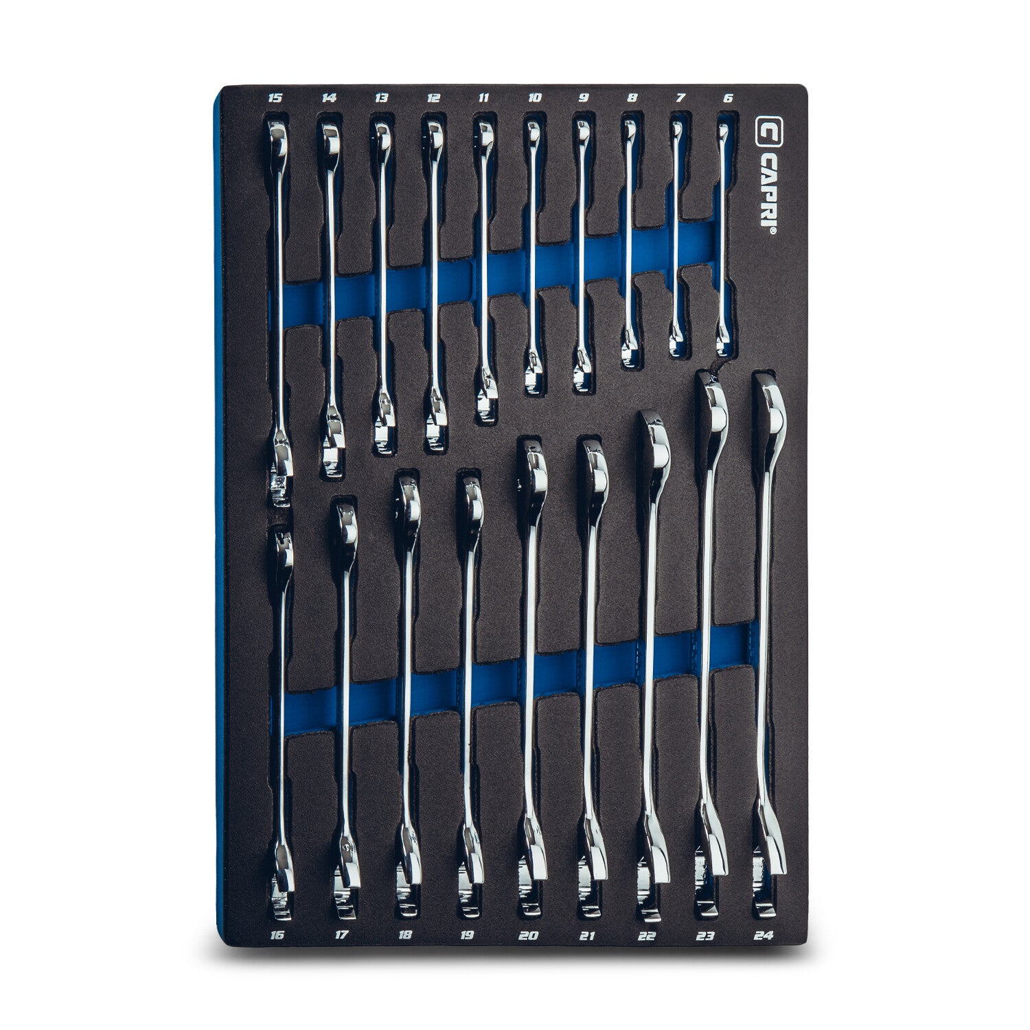 Capri Tools Angle Open End Wrench Set, 30° & 60° angles,  6-24 mm Metric, 19 pc