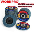 WORKPRO 20pc Flap Disc 4-1/2" Zirconia Abrasive Wheel Discs