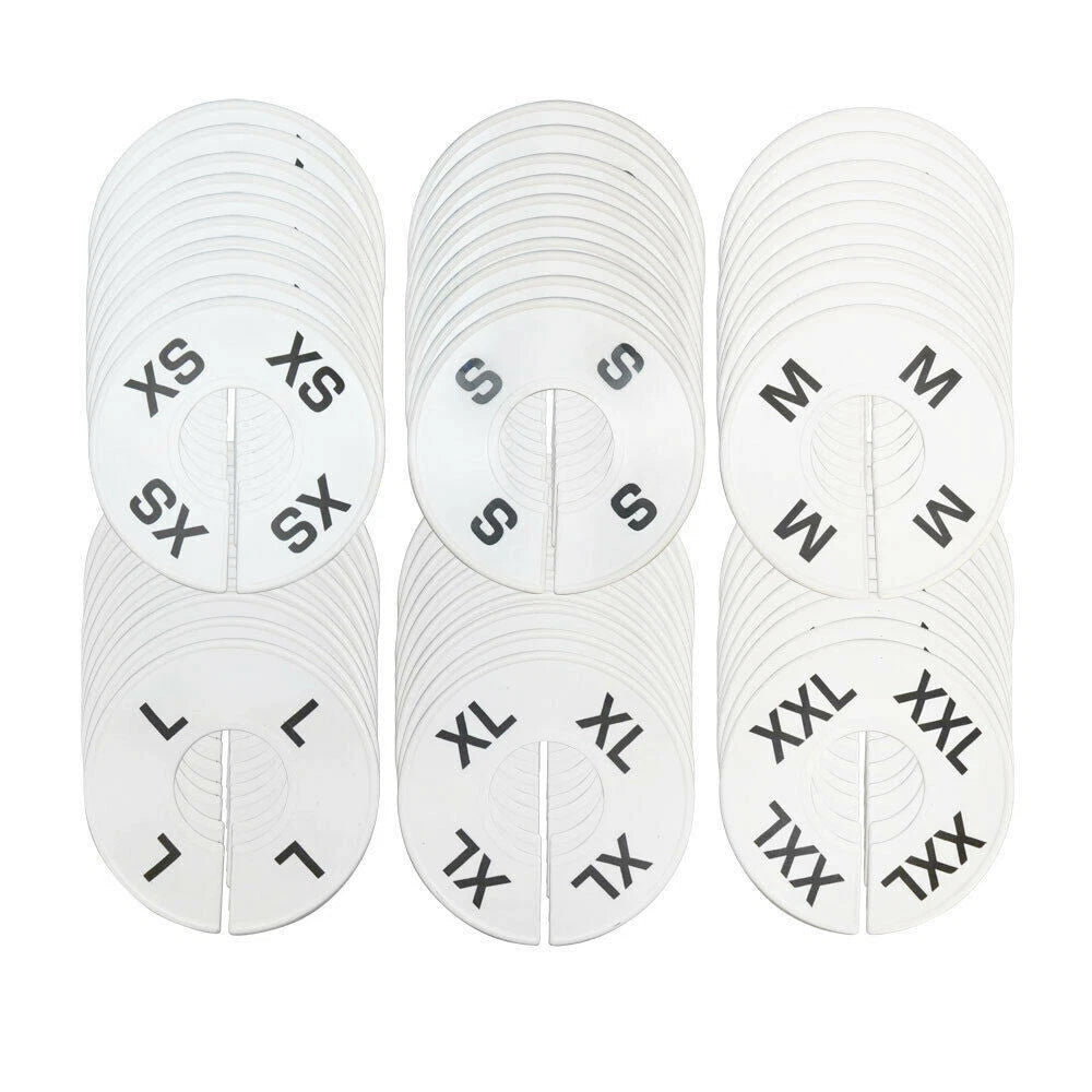 Set Rack Divider Size From Xs To Xxl White Round Ring Hanger Retail