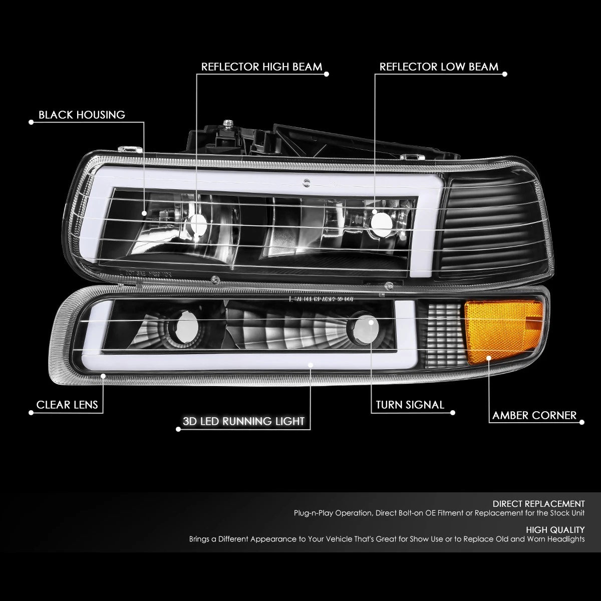 Fit 99-06 Silverado Suburban Tahoe C-shape Led Drl | Built Supply Co
