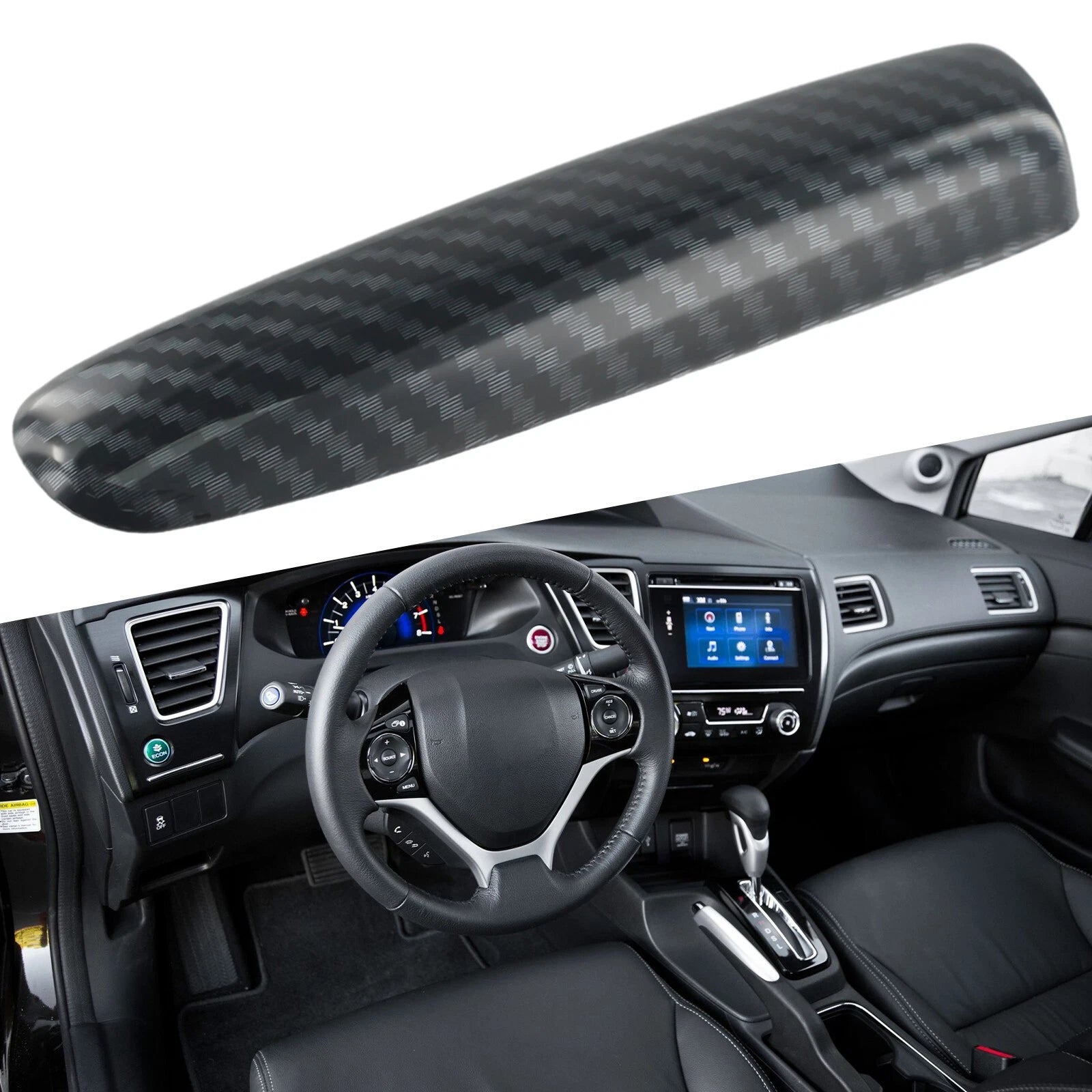 Carbon Fiber Style Shifter Hand Brake Cover Trim For-civic 9th