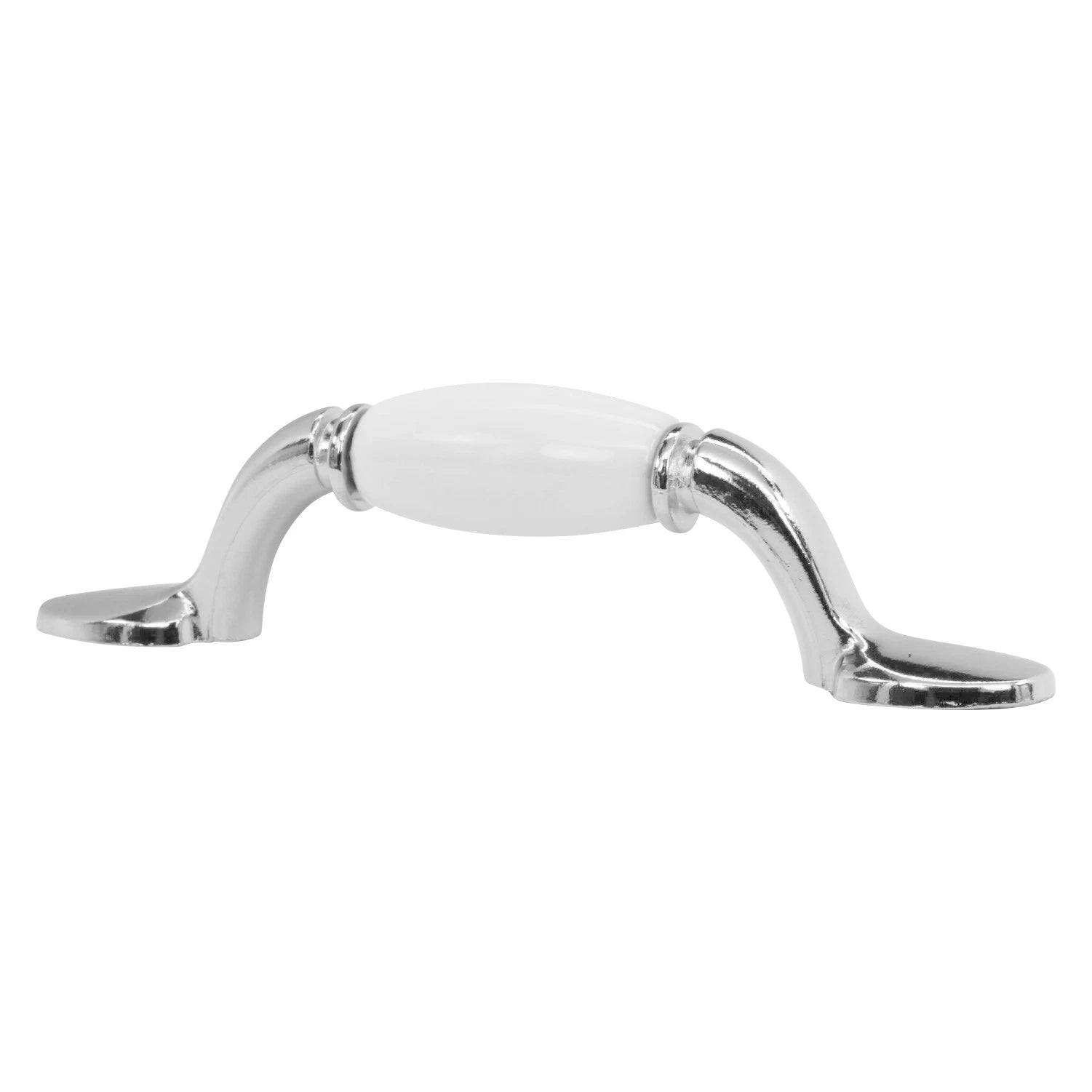 Sumo 3" Center Chrome / White Kitchen Cabinet Pull Handle P208376ch