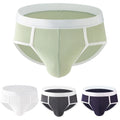 Breathable Men Low Waist Briefs Solid Color Bulge Pouch Elastic