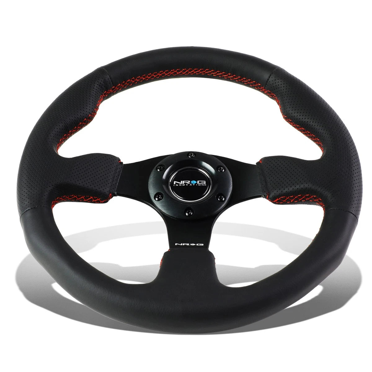 Nrg Reinforced Steering Wheel 32cm Aluminum Type-r Black Leather Red