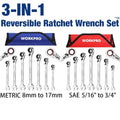Workpro 7-piece 3-in-1 Reversible Ratchet Wrench Set Metric/sae