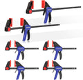 WORKPRO Bar Clamps for Woodworking 6Pk One-Handed Clamp/Spreader 6'' (4)&12''(2)