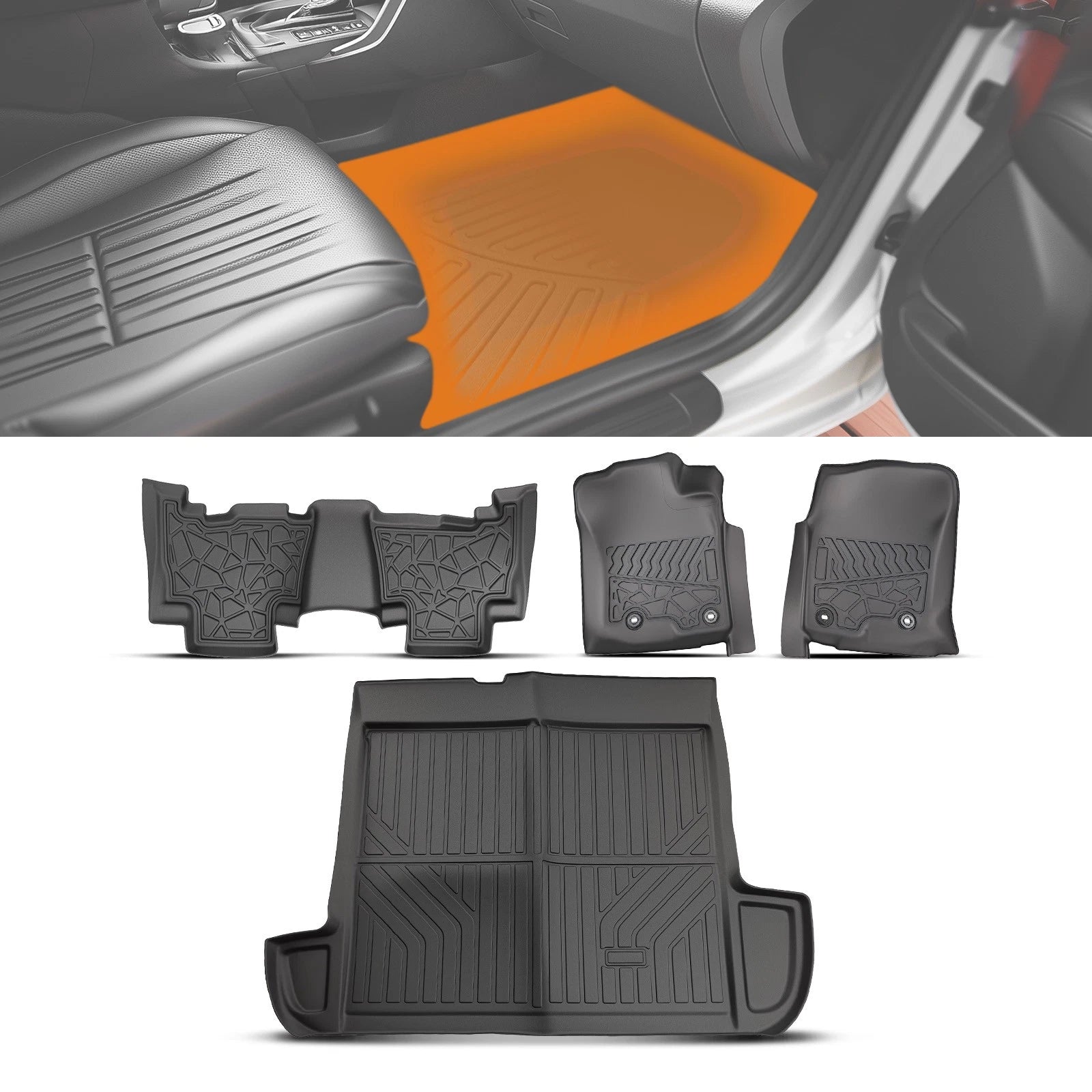 Floor Mat &amp; Trunk Mat System for Toyota 4Runner 2013-2024 5-Seats Black TPE