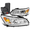 For 2013-2015 Accord Sedan Pair Chrome/amber Signal Projector