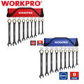 WORKPRO 9PC SAE/Metric Anti-Slip Ratcheting Combination Wrench Set Roll Up Pouch