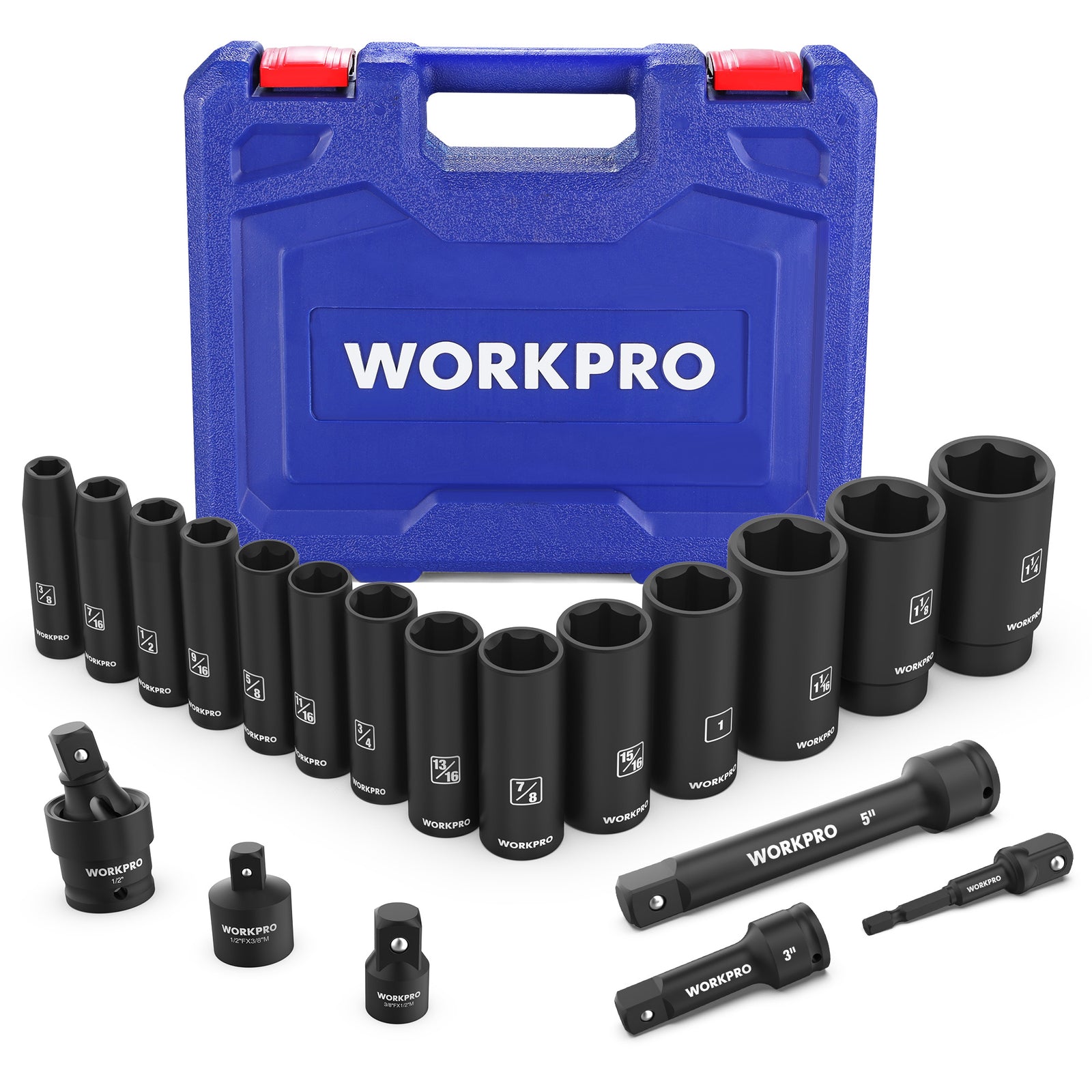 WORKPRO 20-Piece 1/2'' Drive Deep Impact Socket Set by WORKPRO