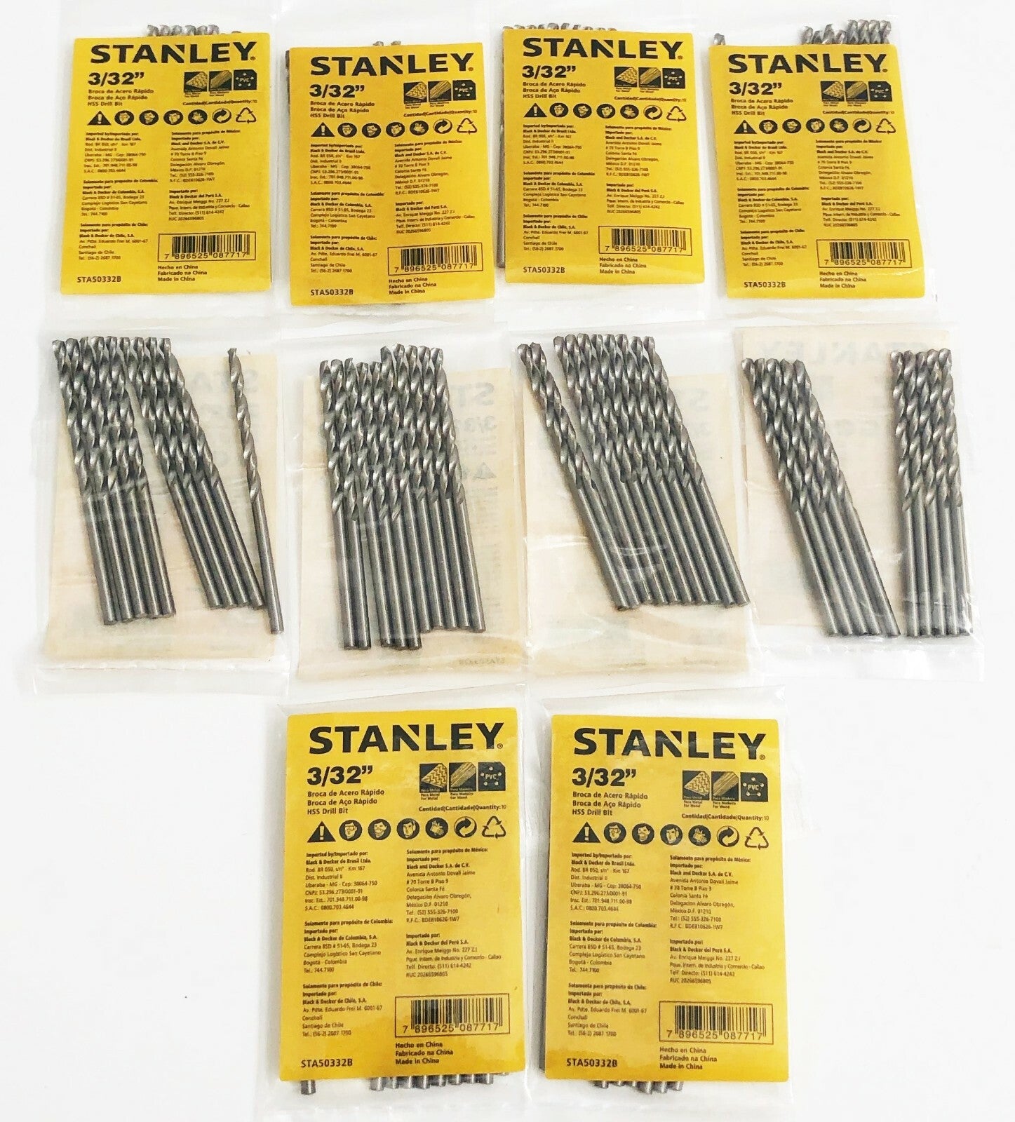Stanley 3/32" High Speed Steel Drill Bits - Metal HSS by Stanley