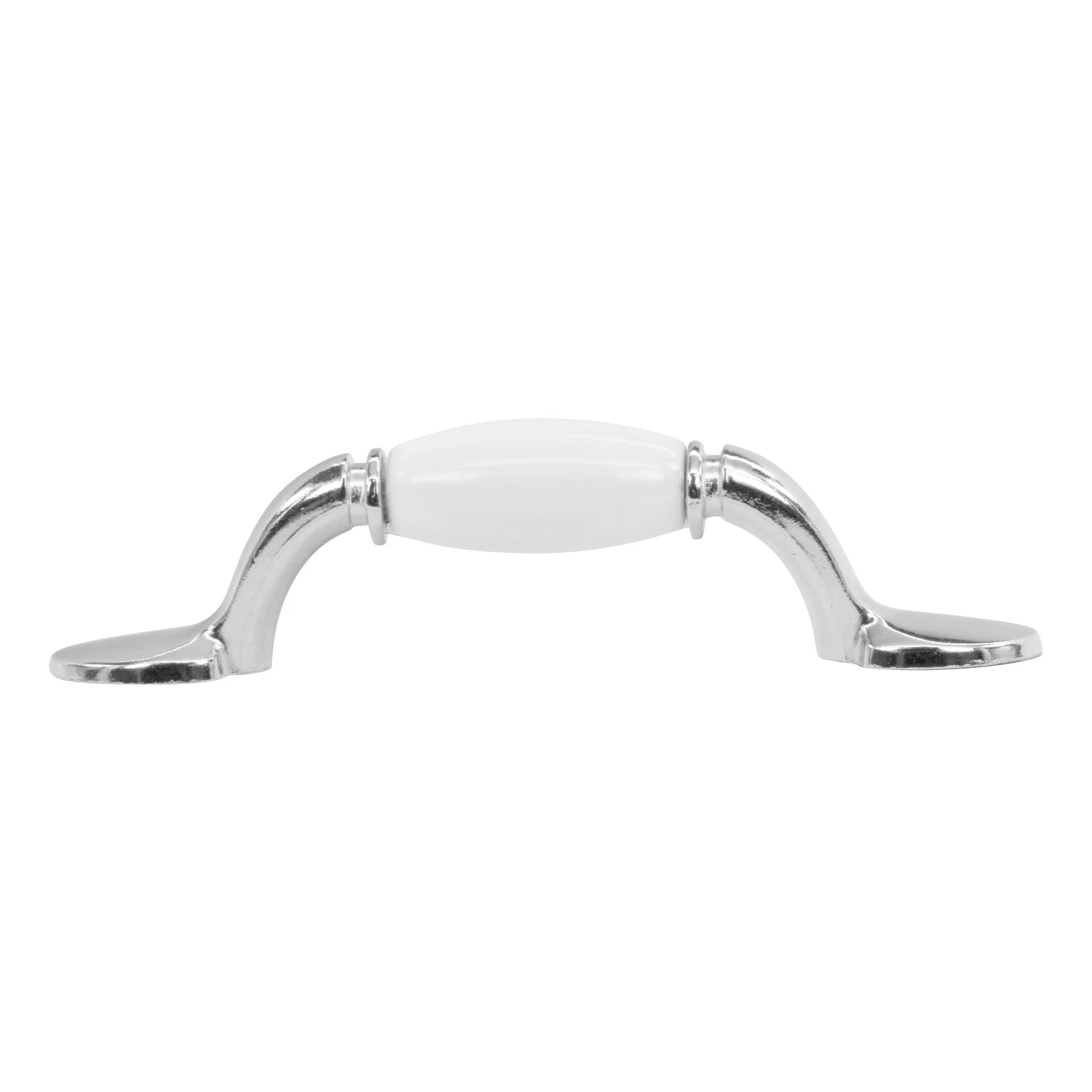 25 Pack Sumo 3" Center Chrome / White Kitchen Cabinet Pull Handle