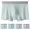 Men Plaid Seamless Underwear Trunks With U Convex Pouch Solid Pattern