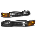 Fit 99-06 Gmc Sierra/yukon Black Housing Clear Lens Amber Corner