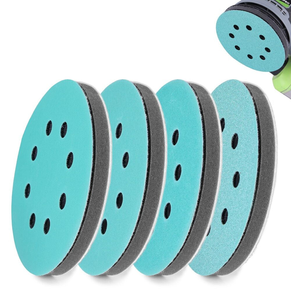WORKPRO 4 Pcs 5" Interface Pads with 8 Sanding Discs 80/120/240/320 Grit by WORKPRO