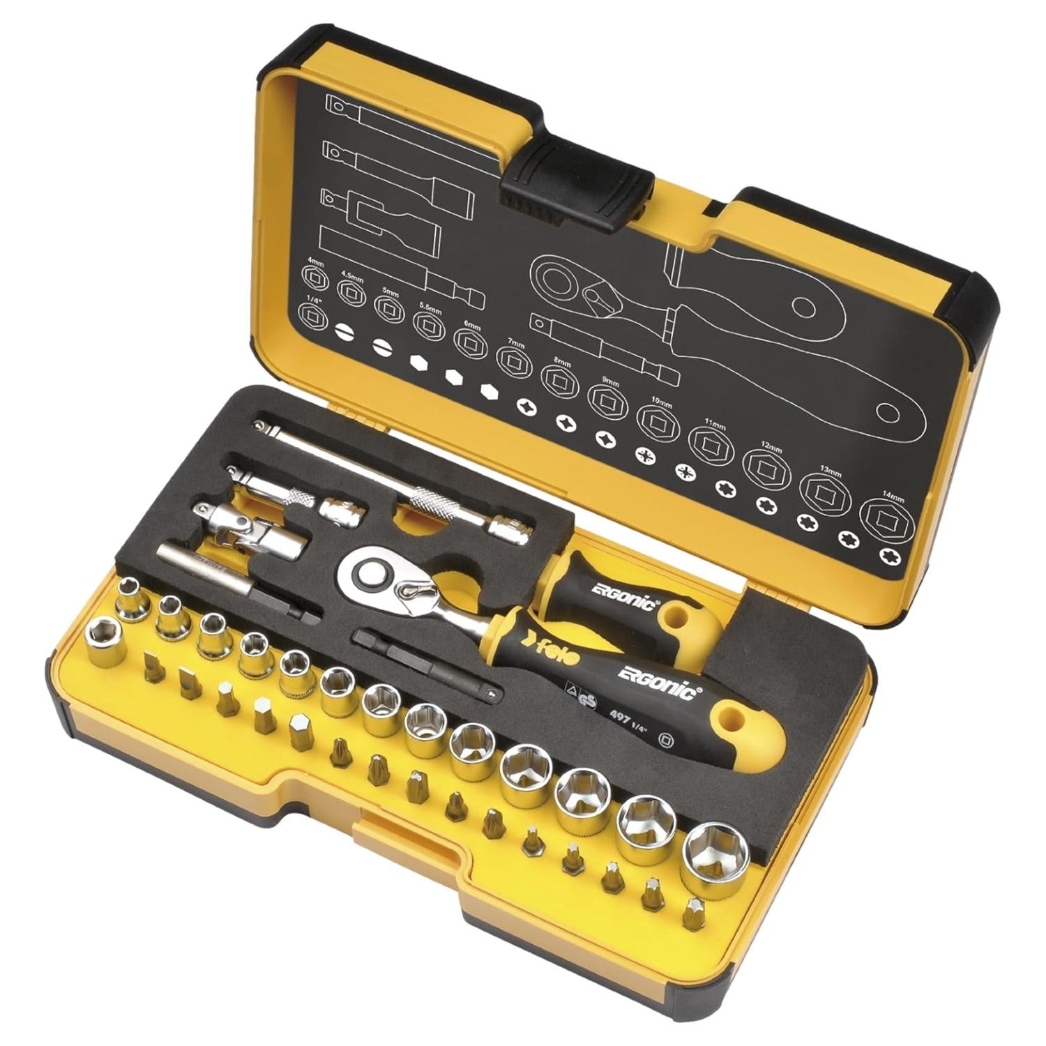 Felo Ratchet Socket Set Xl-strongbox R-go Xl 1/4 | Built Supply Co