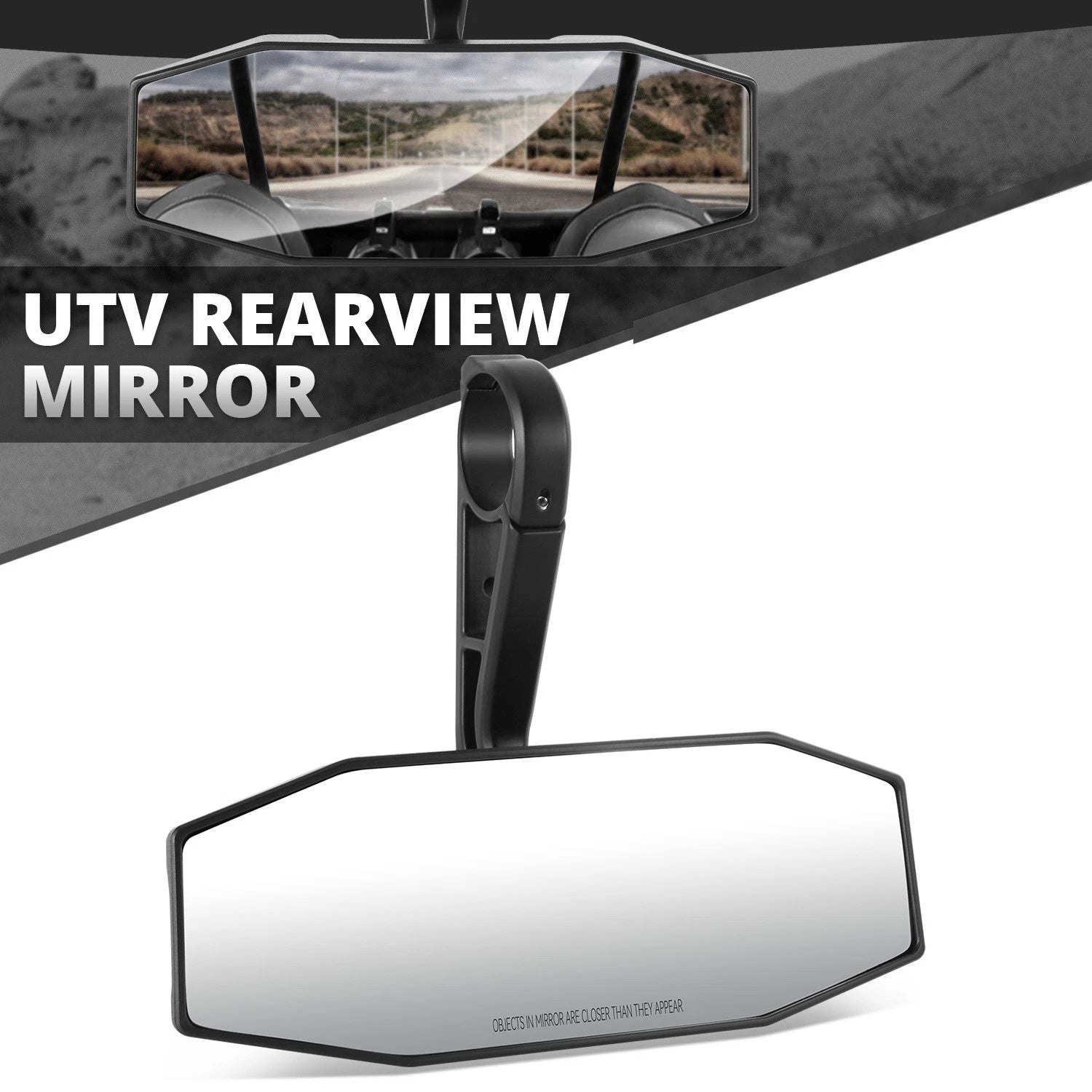 Fit Universal Utv Black Cover Convex Glass Rearview | Built Supply Co