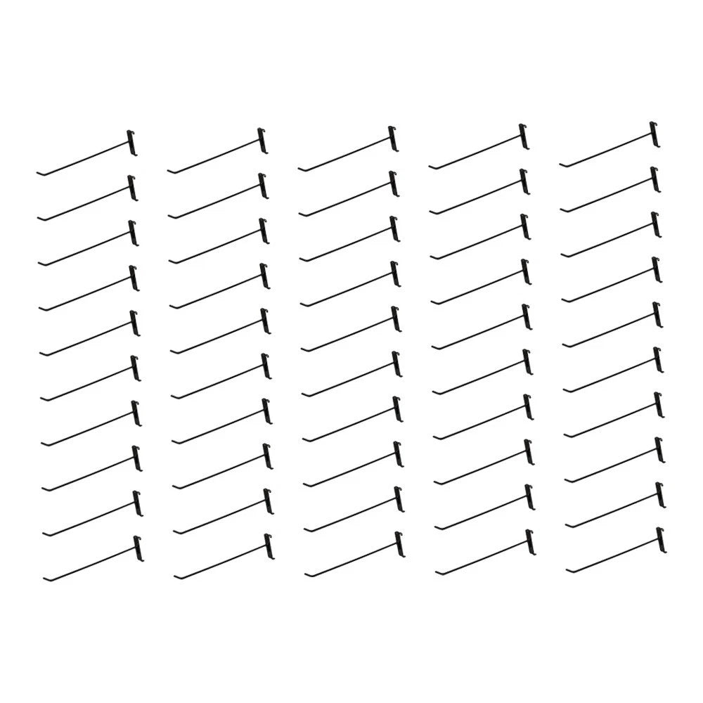 Set Of 12" Long Gloss Black Metal Wire Gridwall Hook Grid Panel