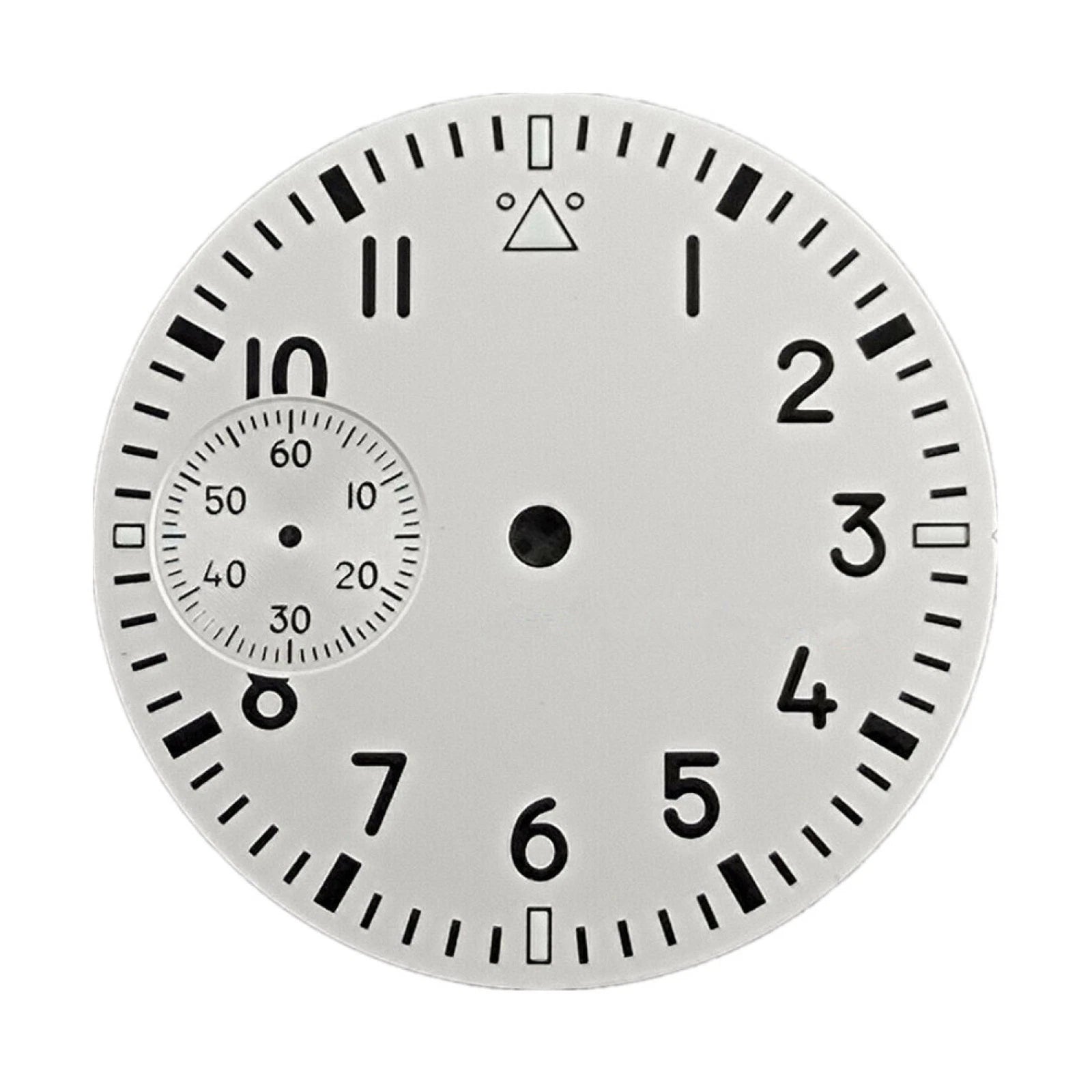 37mm Green Luminous Watch Dial White Face For Eta 6497 St3600