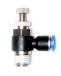 Flow Control, Fitting 1/4 Npt X 1/4 Tube, Push To Connect Meter Out