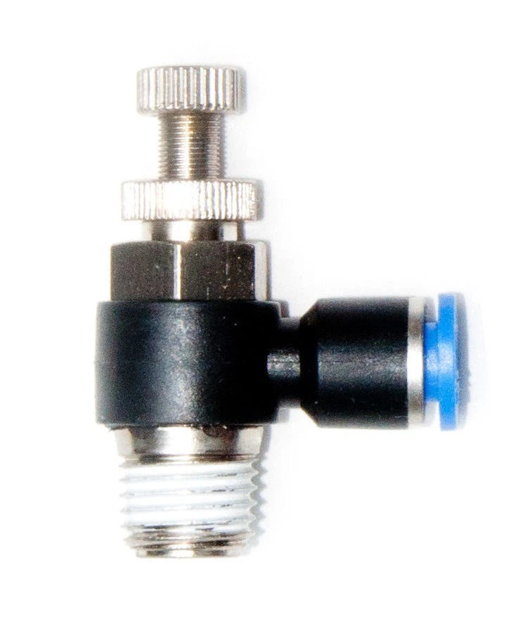 Flow Control, Fitting 1/4 Npt X 1/4 Tube, Push To Connect Meter Out