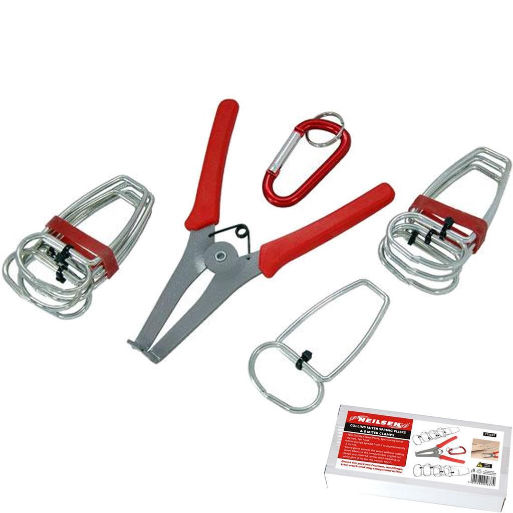 Neilsen Collins Miter Spring Pliers And 8 Spring Miter Woodworking Joints Clamps by Neilsen