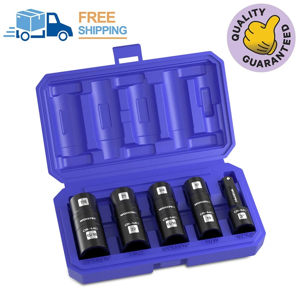 Workpro Impact Socket Set 1/2" Drive, Lug Nut Socket Set Cr-mo Steel