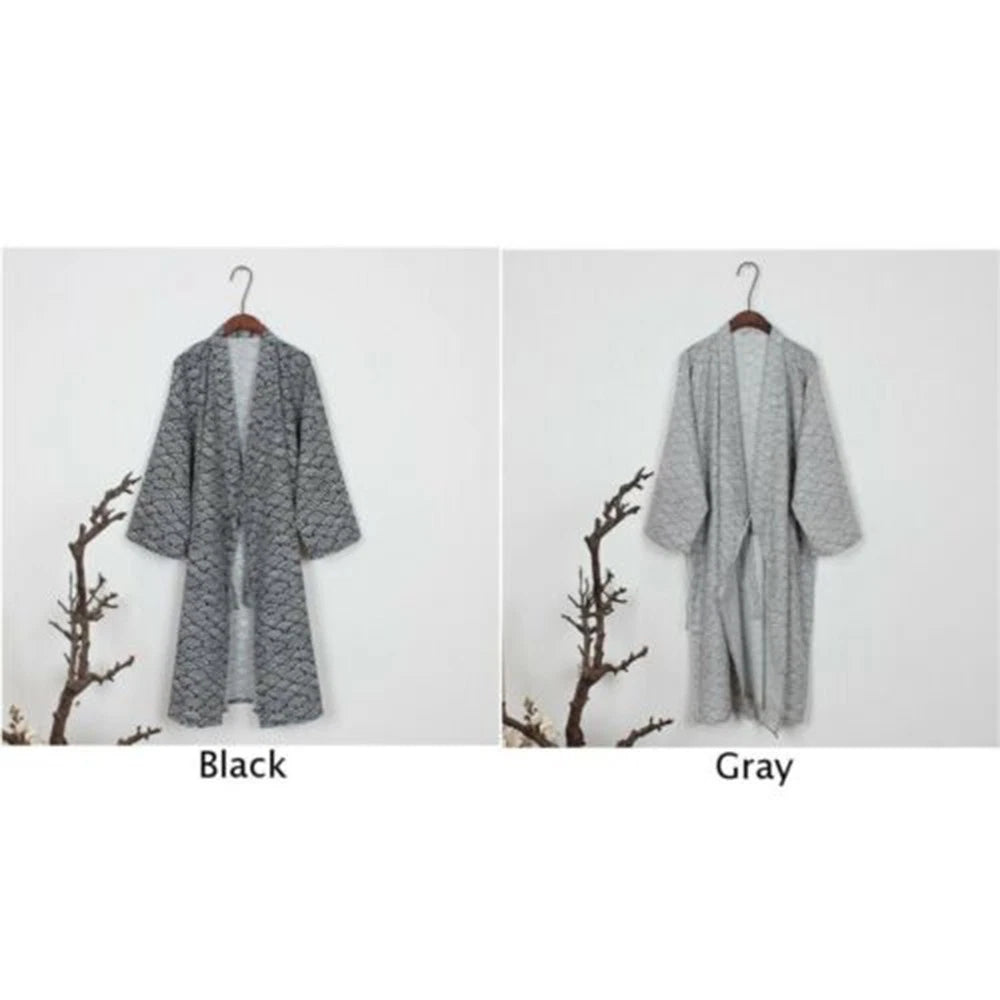 Mens Japanese Classic Bathrobe Kimono Yukata For Traditional Gown
