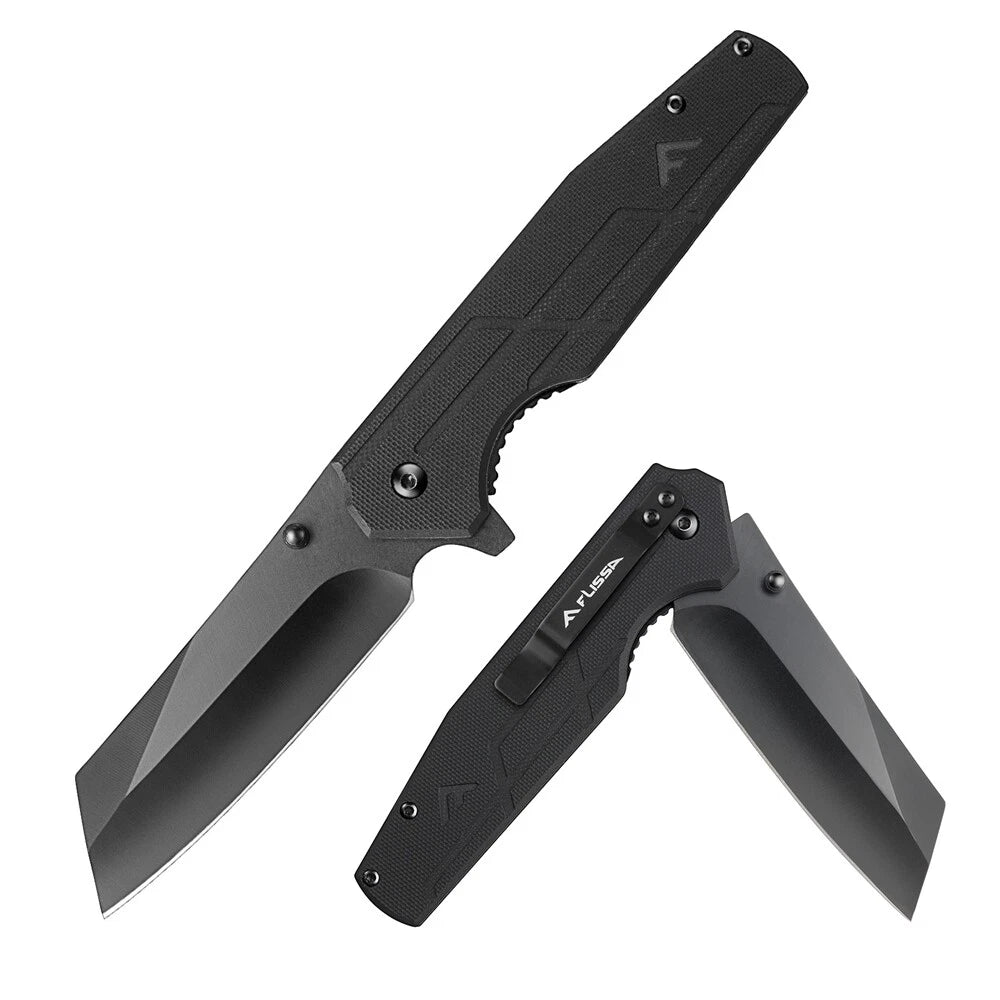 Flissa Tactical Folding Pocket Knife 3.5inch Steel Stonewash Blades