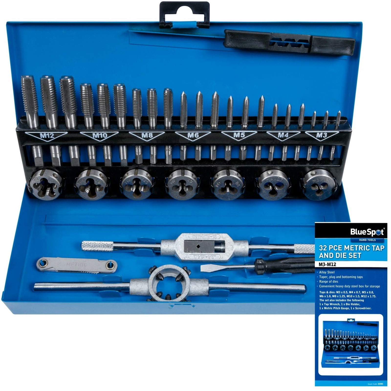 Bluespot 32pc Metric Tap and Die Set by Bluespot