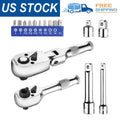 WORKPRO 16Pcs Flex Head Stubby Ratchet & Bit Driver Set 1/4" 3/8" Drive Ratchet