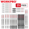 WORKPRO 25PIECES T-Shank Jig Saw Blade Set Made with HCS/HSS/BIM