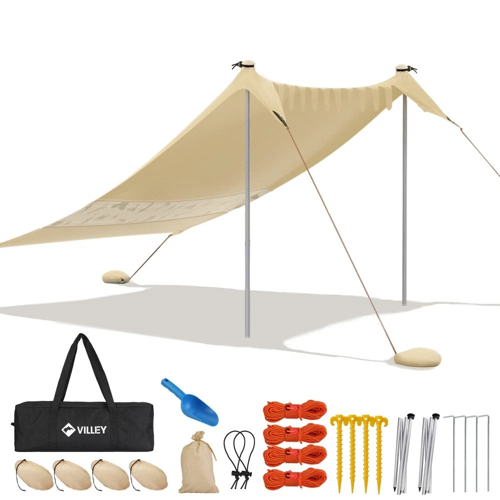 Villey 8x7ft Pop Up Beach Tent Sun Shelter Upf50+ Ground Pegs And