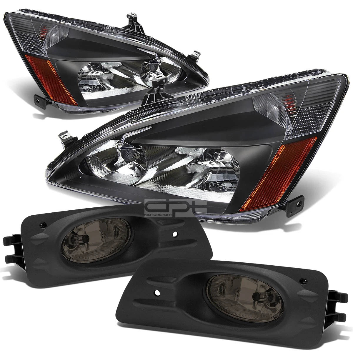 Black Housing Amber Corner Head Lamps+smoke Fog Lights For 06-07