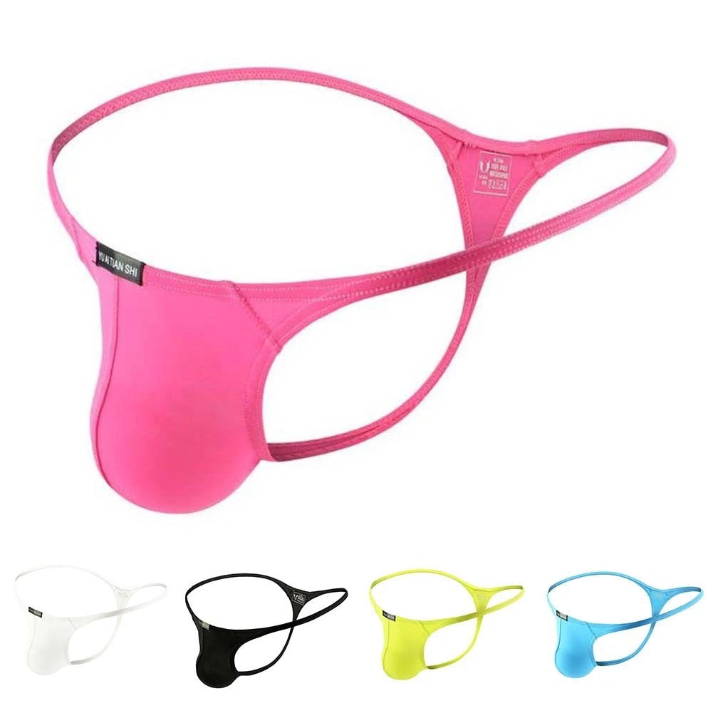 Men Breathable Thin Solid Color Underwear Thong G String Lightweight