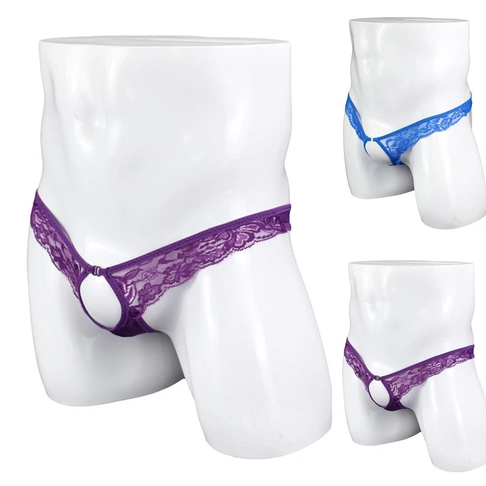 Men Sexy Open Front Hole G-string Jockstrap Briefs Panties Thong