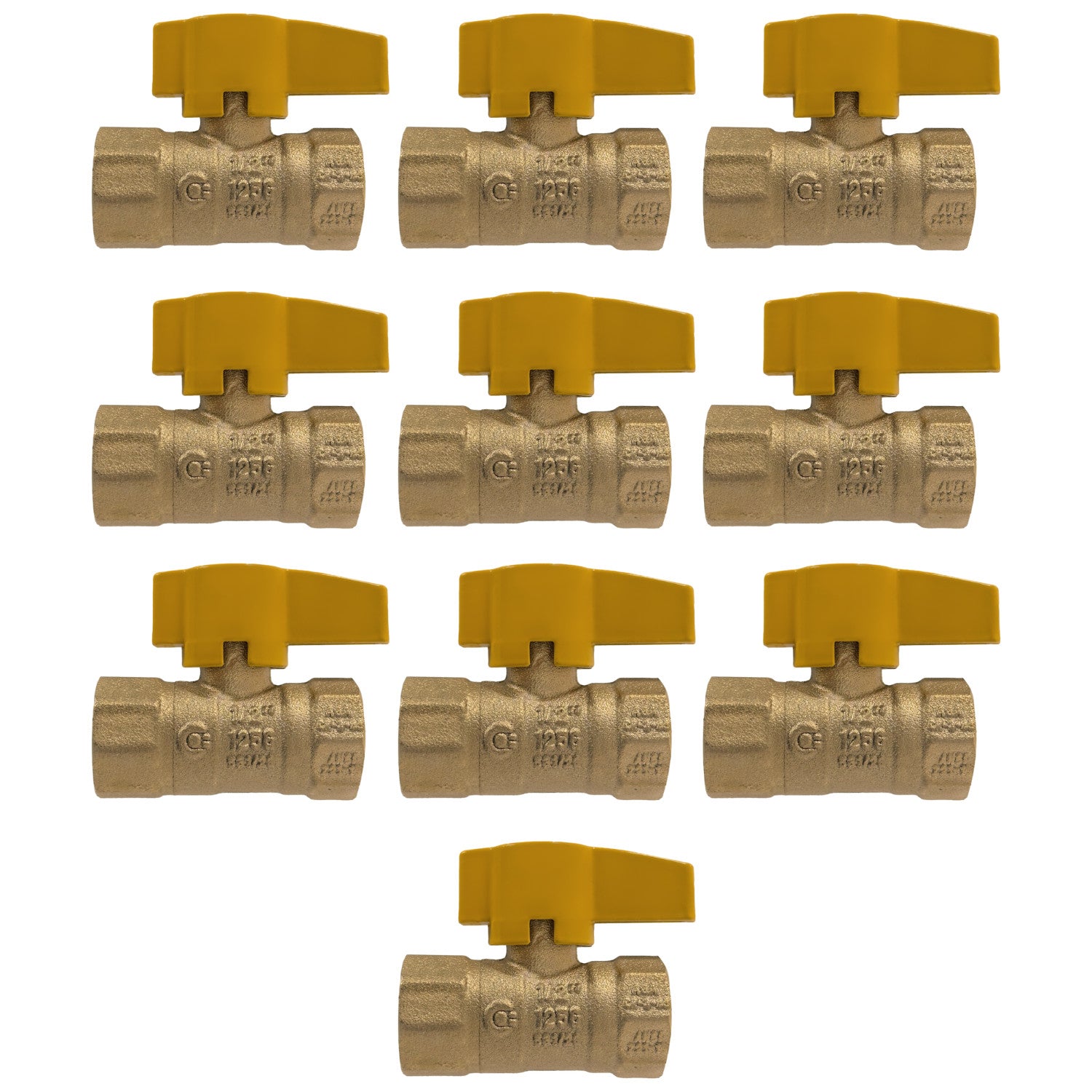 XFITTING 1/2" IPS Brass Gas Ball Valve 10 Pack